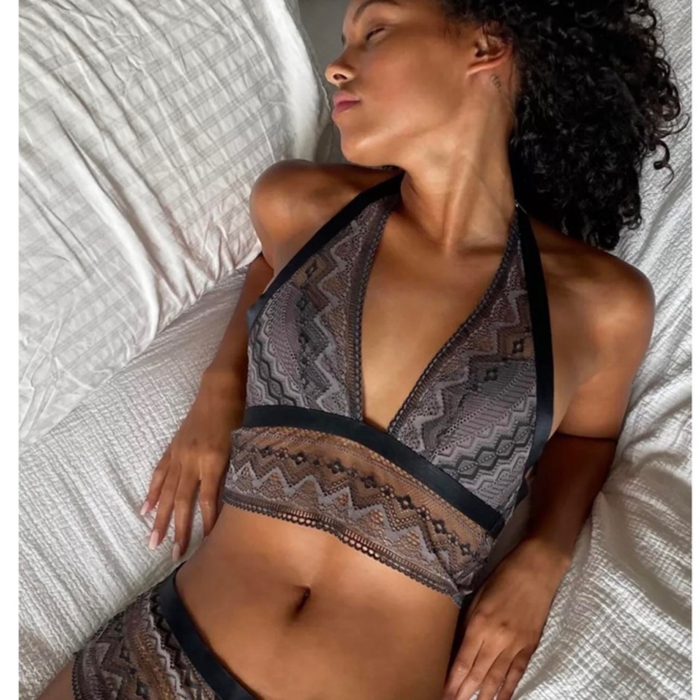 Black and Grey Lace Bralette
